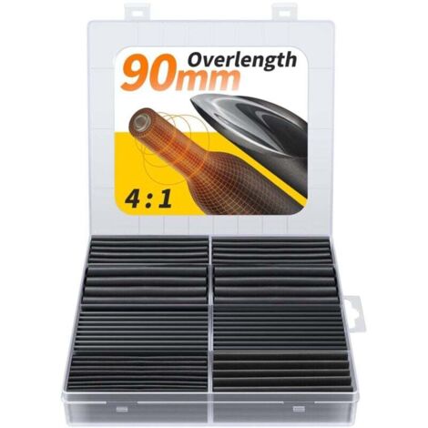 Kit de gaines thermorétractables extra longues de 90 mm – Gaine thermorétractable extra large à rapport de rétraction élevé 4:1, film rétractable de qualité marine – Gaine thermorétractable industriel (1/5)
