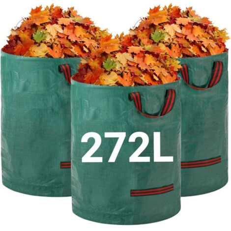Sacs à déchets de jardin robustes - 272L x 3Pack Sacs de jardin réutilisables avec poignées - Tissu industriel pour feuilles déchets débris - Sacs à déchets de jardin étanches (1/5)