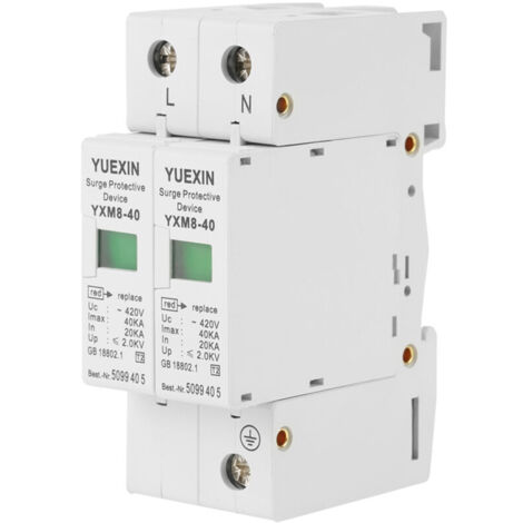 220V 40KA 2P Parafoudre Protecteur de Surtension Domestique Voltage Surge Arrester Device Dispositif de Contre les Surtensions (1/5)