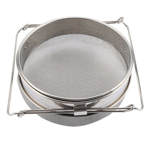 Grand tamis/passoire/filtre à miel en acier inoxydable à double couche avec bras réglables (1/5)