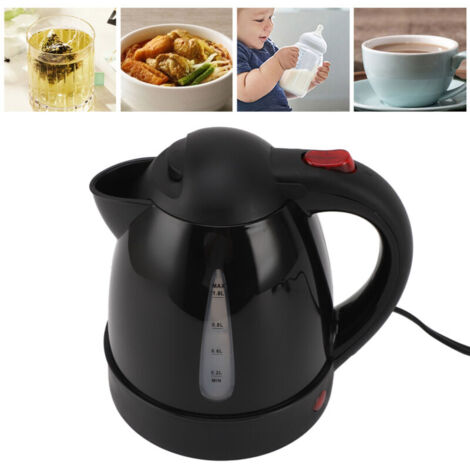 Bouilloire électrique 150 W 1 L Black Road Chaudière à eau chaude Doublure en acier inoxydable Arrêt automatique Bouilloire à thé Prise de cigarette de voiture 12 V pour berli