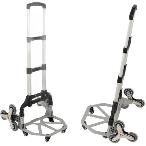 Chariot D'Escalier Pliable Aluminium – Diable 6 Roues + 4 Universelles, Charge 75kg Plat / 40kg Escalier, Sac Imperméable Inclus