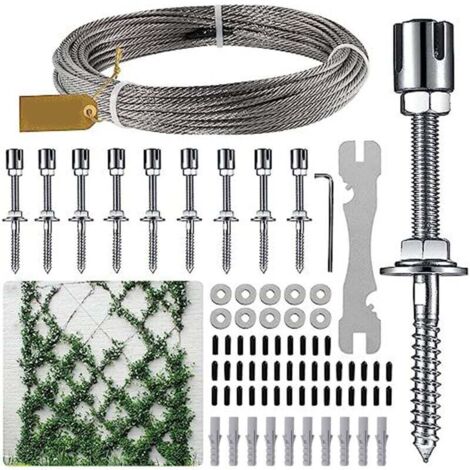 Treillis de Support de Plantes de Jardin Treillis en Acier Inoxydable pour Plantes Grimpantes, Treillis Mural à Disposition Flexible pour Plantes Grimpantes (avec Fil d'acier)