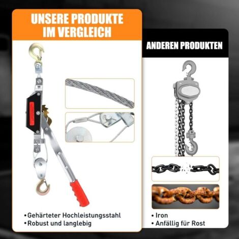 STANEW Palan à Chaîne Manuel Avec Crochet Pour Charges Lourdes, Palan à Chaîne 2 Tonne, Hauteur
