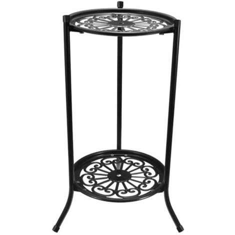 Support pour Plantes en Pot en Fer, Support pour Pots de Fleurs en Métal à Double Couche pour Plantes D'intérieur et D'extérieur Étagère à Plusieurs Niveaux pour Plantes en Pot (1) (1/5)