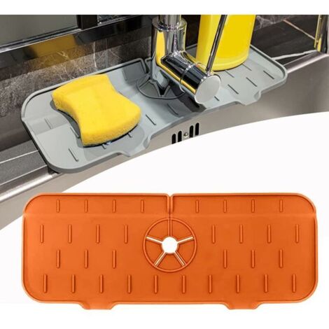 Jeffergarden Robinet de cuisine évier pare-éclaboussures robinet en Silicone tapis de récupération d'eau évier tampon de vidange derrière le robinet pour cuisine salle de bain (1/5)