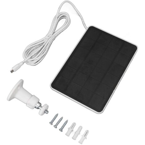 Panneau solaire 4W 5V pour caméra de sécurité extérieure sans fil, panneau de charge solaire étanche IP65 avec support réglable blanc (1/5)