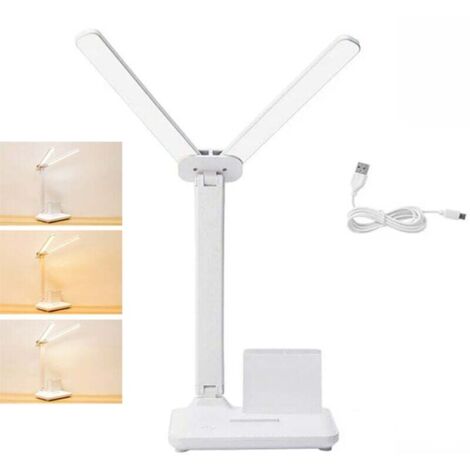 Lampe de bureau à double LED avec chargeur USB Dimmable et contrôle des couleurs Lampe de bureau pour l'éclairage du bureau, la lecture et l'étude