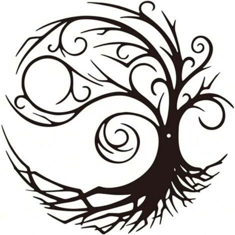 Art Mural en Métal,Décoration Murale Silhouette arbre de vie Art Déco,Convient pour Salon,Jardin,Chambre,30x30cm (1/5)
