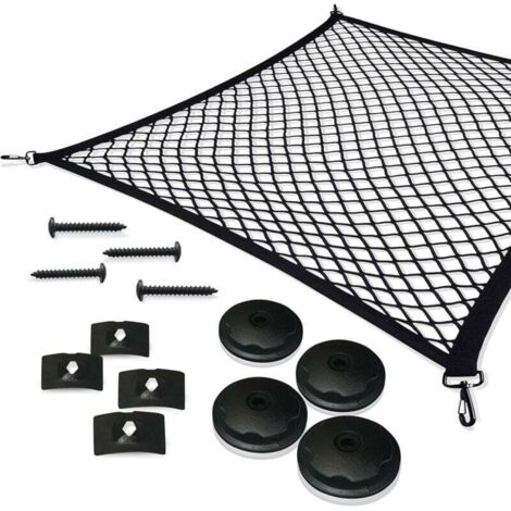 Filet à bagages de voiture, filet de coffre en nylon élastique 110x60cm filet de protection filet de séparation multifonctionnel pour coffre de chiens (1/5)