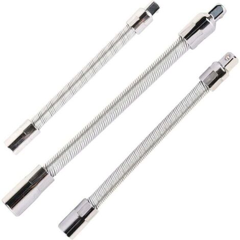 Lot de 3 rallonges flexibles en acier inoxydable Argenté 1/4" 3/8" 1/2" (1/5)