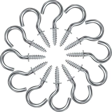 Packung mit 120 Metall-Schraubhaken für Tassen, Kleiderbügel mit Schrauben, Deckenhaken, Schraubhaken für Schränke, zum Aufhängen von Tassen, Schlüsseln, für den Innen- und Außenbereich (silber, 1,27 (1/5)