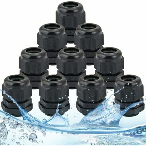 Packung mit 10 wasserdichten IP68-Kabelverschraubungen, Nylon-Kabelverbindern, M20 x 15-Kabelverschraubungen, 6–12 mm-Kabelverschraubungen mit Kontermutter für Haus-/Garten-/Außenbeleuchtungskabel (1/5)