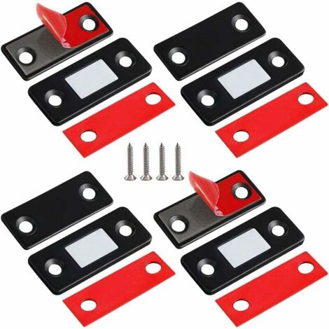 Packung mit ultradünnen Magneten für Türen, Magnetverschlüsse aus Edelstahl für Schiebetüren von Schränken, Küchen, Vitrinen, Schubladen und Möbeln usw., schwarz (1/5)