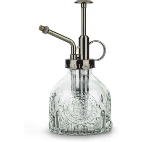 Vintage-Gießkanne aus Glas, 16,5 cm hoch, mit Pumpaufsatz, auslaufsicherer Düse mit feiner Zerstäubung für Gartenpflanzen, Blumen und Reinigungsmittel – Weiß (1/5)