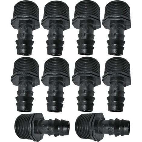 16 mm x 3/4" Tropfschlauchadapter/-verbinder mit Außengewinde (für 16-mm-Schläuche) – Anschluss für Bewässerungs-/Sprinkleranlagen (1/4)