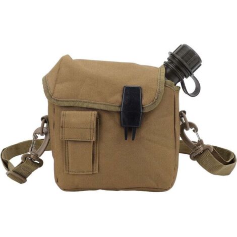 Bouteille d'eau d'extérieur 1,5 L Grande capacité Portable Bouteille d'eau de camping plate avec sac banane pour sports de plein air Randonnée Kaki,DUBUNS (1/4)