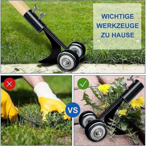Désherbeur Manuel Avec Roues OFFCUP - Outil 2 En 1 Debout, Pour Jardin, Pelouse, Sans Se Baisser