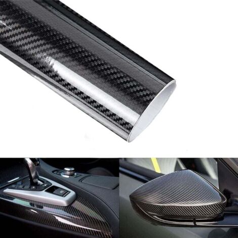 AUTOCOLLANT VOITURE 3D Fibre de Carbone Adhésif Thermoformable Noir 200X40 cm EUR 22,76 - FR