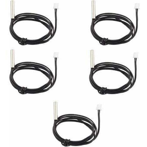 Lot de 5 sondes de capteur de température étanches NTC 10 K 1 % 3950 Thermistor, câble d'extension de 1 m, détecteur de température, jauge pour climatiseurs de voiture/réfrigérateurs