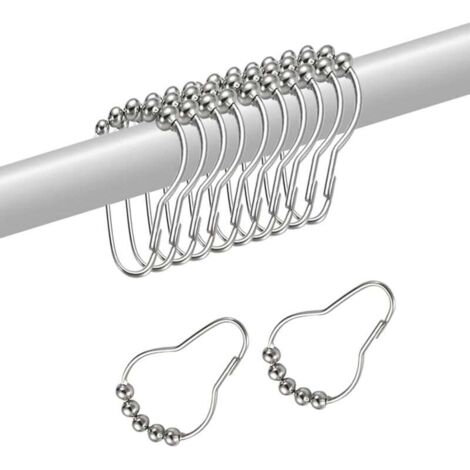 Crochets pour Rideau de Douche Lot de 24 Anneaux pour Rideau de Douche en Acier Inoxydable pour Salle de Bain (1/5)