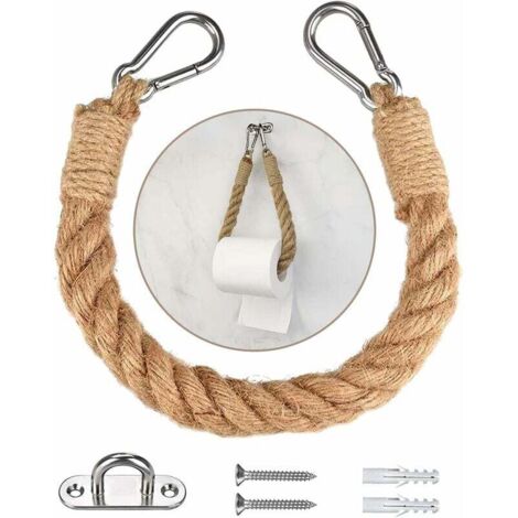 Porte-serviette en Corde de Chanvre Porte Papier Toilette Corde Style Ins Support de Rouleau de Serviette Toilette Vintage avec Vis Accessoire de Rétro Décoration de Salle de Bain et Cuisine (1/5)