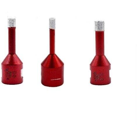 Forets Diamant 3PCS 6mm/8mm/10mm Brasé Sous Vide Trépans avec Filetage M14 pour Perçage à sec en Porcelaine Carrelage Granit Marbre (1/3)