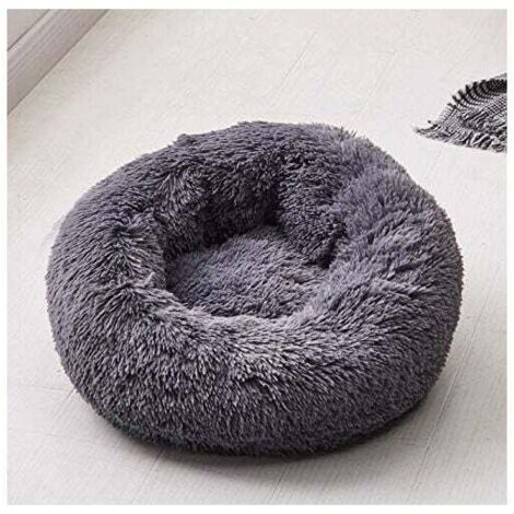 Couchage Panier Rond pour Chien Chat, Corbeille en Peluche Coussin Matelas Epais Hiver Lit Rond pour Animal Domestique (XS/40cm, Gris Foncé) (1/5)