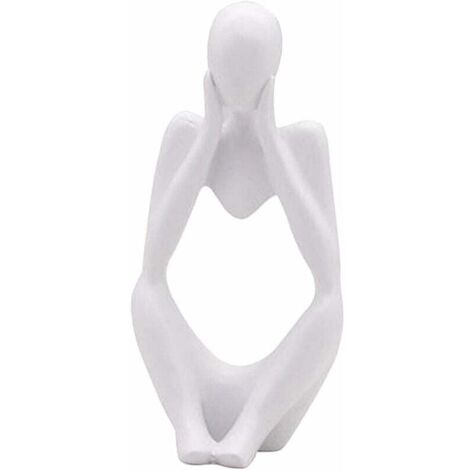 La Statue du penseur, Résine Penseur Sculpture Abstraite Statue Caractère Moderne Figurines Accueil Décor Bureau de Bureau Ornement d'anniversaire Cadeaux Blanc (1/5)