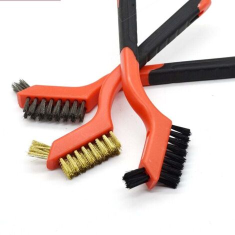 Lot de 6 mini-brosses poils nylon /laiton/ inox pour nettoyer la rouille et la poussière (1/5)