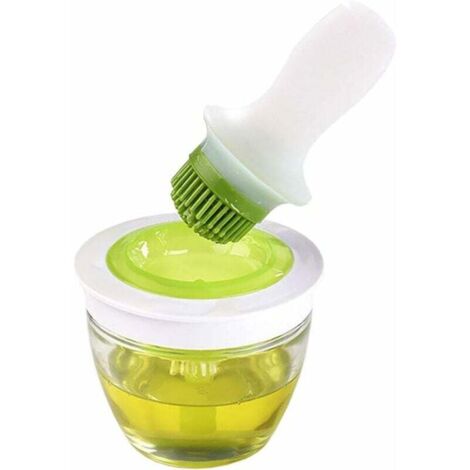 Brosse à Bouteille D'huile, D'huile Bouteille de Silicone avec Brosse, Brosse à Barbecue en Silicone, pour Cuisine, Extérieur, Barbecue (148 ML) (1/5)