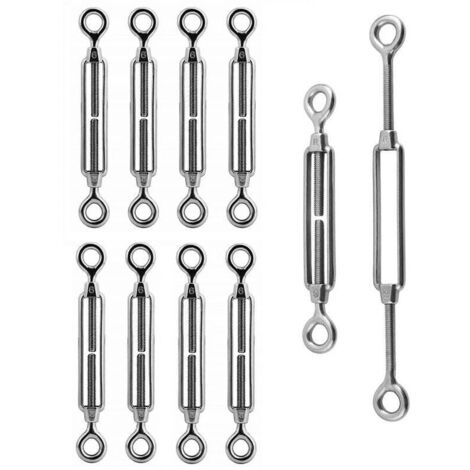 10pcs Tendeur de câble avec crochet et œillet - En acier inoxydable 304, Tendeur M6. (1/5)