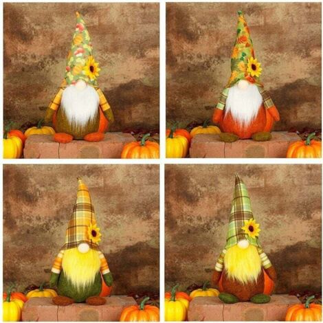 4 Pièces Gnomes Decor,Thanksgiving Dolls,Autumn Decoration Doll,GNOME Doll,Gnomes Plush Decor,Faceless Doll,Halloween,Thanksgiving Autumn Farmhouse Decor Pumpkin GNOME Doll Décoration de Festival (1/5)