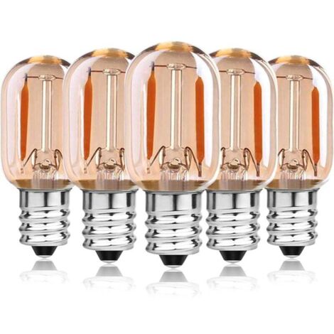 1W E14 Ampoules LED Filament Équivalent 10W, T22 Ampoule four Hotte Aspirante frigo Lustre Cristal, Lampe de Sel, Veilleuse Enfants, Tubulaire Blanc Chaud 2200K, Non Dimmable Decorative bulb, Lot de 5 (1/5)