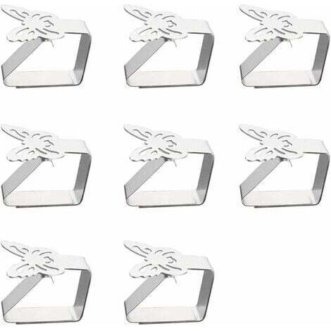 8 Support de Pince de Clip de Accroche Nappe en Acier Inoxydable Papillon Couverture de Table Clip Support de Nappe l'épaisseur de la Table ne Dépasse Pas 3 cm Utilisé pour Le Jardin Extérieur(6.25cm) (1/4)