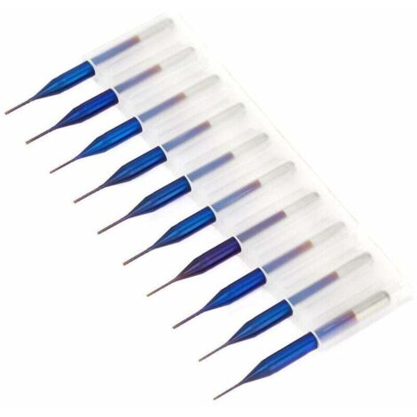 10pcs Cône Fraise en Carbure, Forets Fraises à noyer de Tungstène Bleu Enduit Fraises en Bout pour Machine de Gravure Carte de Circuit Imprimé SCM (0.6mm) (1/5)