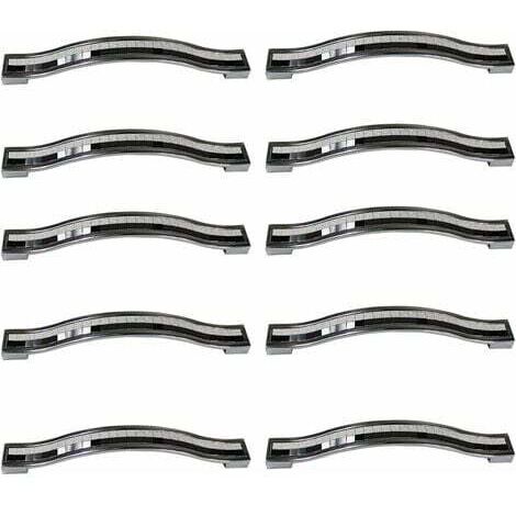 Lot de 10 poignées de tiroir en alliage strass cristal pour commode armoire de cuisine placard, noir et blanc, 128MM-10PCS (1/4)