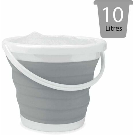 Beldray LA068984GRYEU7 Seau Pliable, 10L, Peu Encombrant, Utilisation à l' Intérieur & l'Extérieur, Petite Bassine Bucket pour Nettoyage, Voiture & Camping, Édition 150 Ans, Gris Paillettes/Cuivre