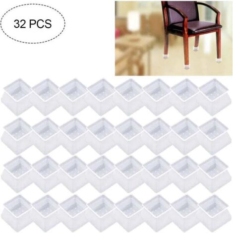 32Pcs Protection en Silicone de Meubles, Chaise Casquettes Pieds en Silicone de Rectangle Tampons Mobilier Table Couvre Protège-Jambes pour Jambes de Chaise, Jambes de Table, Jambes de Sofa (1/5)