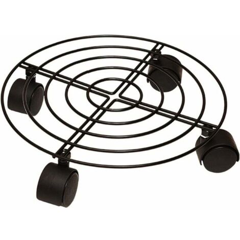 Lot de 2 supports ronds en métal robuste pour plantes en pot avec roulettes pour intérieur et extérieur (1/5)