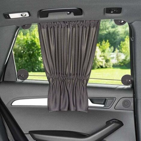Pare Soleil Voiture 68 x 50 cm - Rideau pour Voiture avec Ventouse - Protection UV - Idéal Grandes Fenêtres Latérales - Gris (x 2 pièces) (1/5)