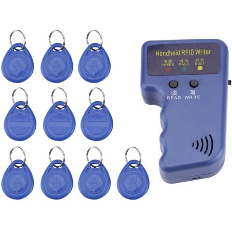 Lecteur de Carte Portatif 125KHz RFID Lecteur Écriture Copieur Duplicateur Copieur + 6pcs Écrite T5577 Cartes-Clés, pour 125Khz EM4100 / EM410X ID/Etiquette