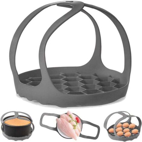 Autocuiseur Sling, Silicone Sling Bakeware 6Qt/8Qt Instantané Pot/Multi-Fonction Cooker Anti-échaudage Ustensiles de Cuisson à Vapeur Lifter Rack, Sans BPA Silicone Egg Vapeur Rack(Gris) (1/5)