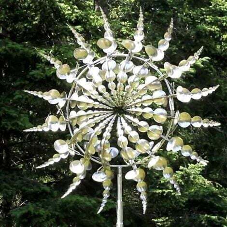 Moulin à vent en métal unique et magique, sculpture cinétique à énergie éolienne 3D, éolienne en métal solaire, éoliennes solaires pour pelouse pour la cour et le jardin, décoration de patio extérieur (1/4)