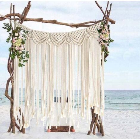 Flber Macramé mural Bohème mariage cintre coton fait à la main décoration murale 106,7 x 88,9 cm (1/5)