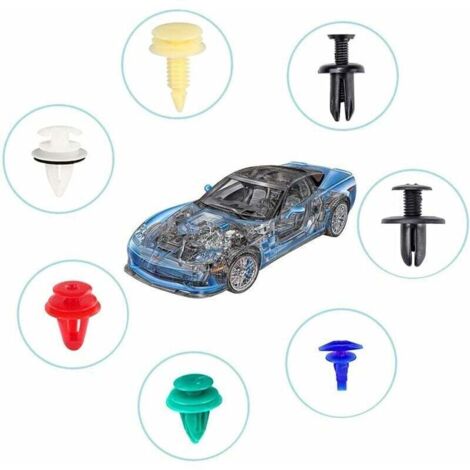 VFANDV 925 Pièces Clips Rivets Plastique Voiture Noirs Universels Avec Boîte Et Outils De Démontage