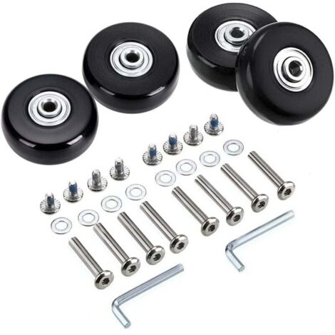 4Pcs 50x18mm Bagages Valise Roues De Rechange, Roulettes Pivotantes En Caoutchouc Roulettes Roulements Kits De Réparation,Noir (1/5)