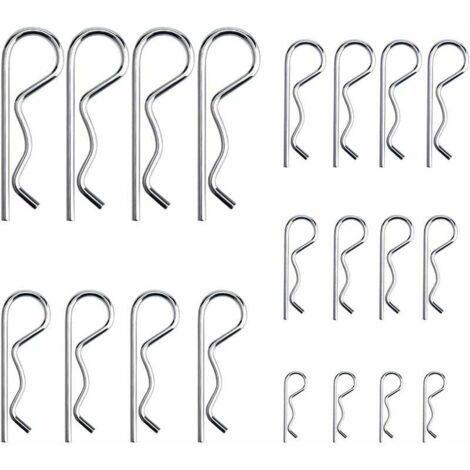 20 Pièces R Clips Goupilles de Retenue, Kit d'assortiment de Goupilles d'attelage à Goupille Fendue Robuste Plaqué Zinc pour Systèmes de Verrouillage de Camion de Remorquage, M1.2-M3.5 (1/5)