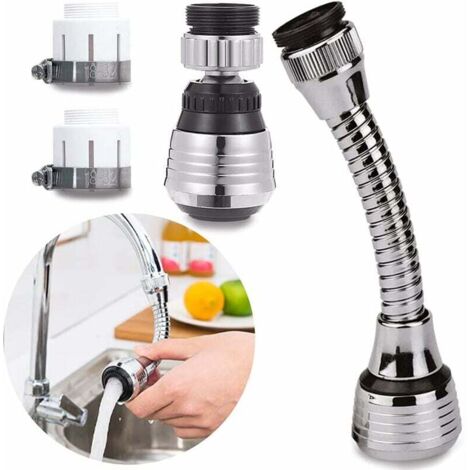 2 Pièces Robinet d'eau pivotante,Tête De Robinet De Cuisine Mobile 360 Degrés,2 Modes Réglable Douche Tête Filtre Pulvérisateur,Aérateur de cuisine,Robinet de Cuisine,Rallonge de robinet de Cuisine (1/5)