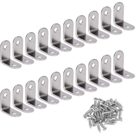 Angle Droit Support Inox 90 Degrés Support De Coin support d'angle en forme de L Fixation Équerre Livré Avec Vis Argent 20 Pièces 30 30 16mm (1/5)